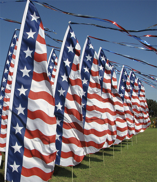 Feather Dancer Flags at the Forefront