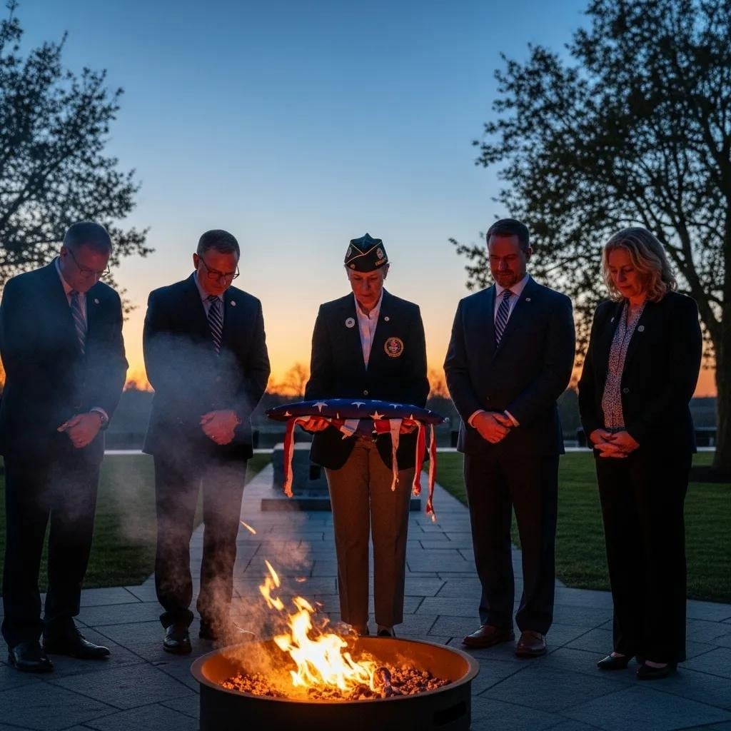Respectful, ceremonial retirement of an American flag